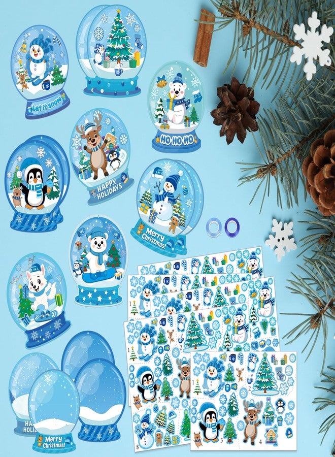 Moon Boat 60Pcs Winter Craft Snow Globe Kit for Kids - DIY Polar Animals Stickers Make Your Own Hanging Ornaments Bulk for Christmas Holiday Party Favors - Image 2